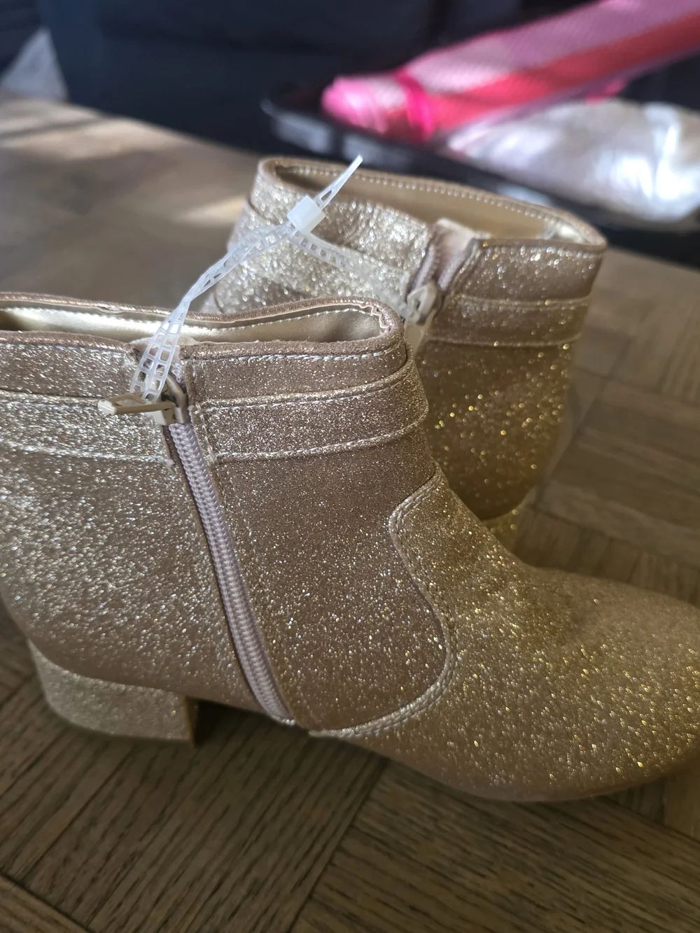 Self Esteem Glitter Ankle Boots in Champagne For Girl